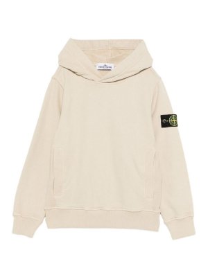 STONE ISLAND: Sweatshirts & Sweaters - Beige Cotton Hoodie