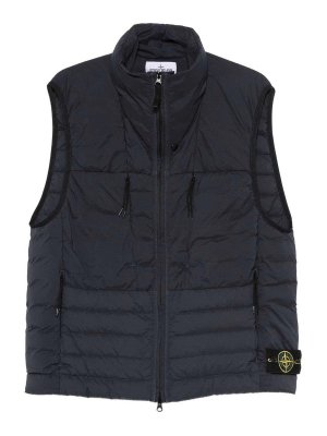 STONE ISLAND: vests - Blue Quilted Vest