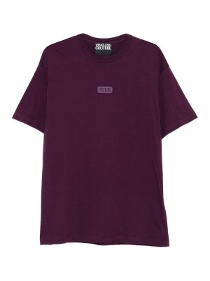 VERSACE JEANS: t-shirts - Cotton T-Shirt In Burgundy