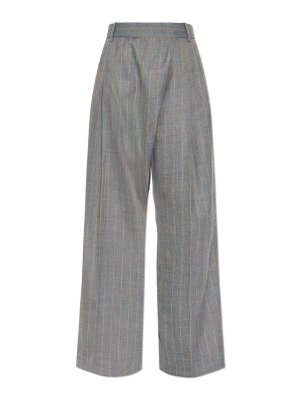 GANNI: Pantaloni sartoriali - Pantaloni gessati grigi con design sartoriale