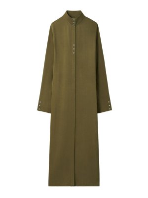 TORY BURCH: knee length dresses - Green Button Fastening Collared Neckline