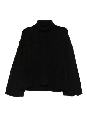 TWINSET: crew necks - Black Pointelle Knit Sweater