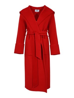 ALPHA STUDIO: knee length coats - Long Double Wool Coat With Hood