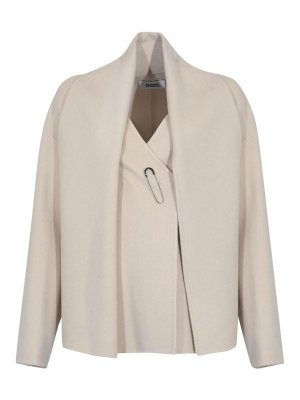 ALPHA STUDIO: short coats - Wool Coat With Scarf Collar