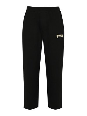 BARROW: casual trousers - Hall Of Fame Black Logo Print Cotton Trousers