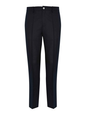 DANIELE ALESSANDRINI: casual trousers - Navy Ribbed Trousers