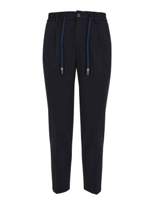 DANIELE ALESSANDRINI: casual trousers - Rayon Blend Trousers With Drawstring
