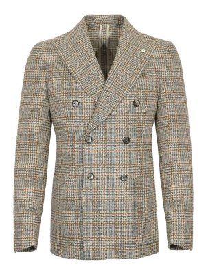 L.B.M 1911: blazers - Double-Breasted Prince Of Wales Wool Jacket