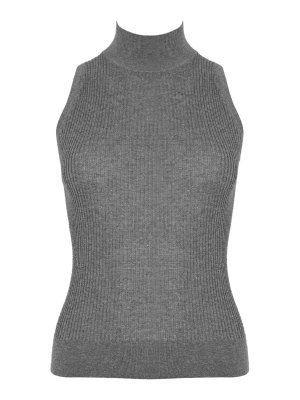 MAX MARA STUDIO: Suéteres con cuello pico - Suéter Cuello Redondo - Gris