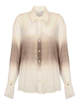 PATRIZIA PEPE: shirts - Lightweight Chiffon Shirt With Checked Print