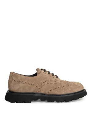 Doucal's: lace-ups shoes - Derby Lace-Up Shoe With Swallowtail In Suede