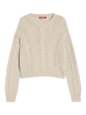 MAX MARA STUDIO: Strickpullover mit Rundhalsausschnitt - Rundhalspullover - Beige