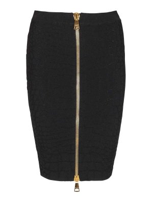 Balmain: mini skirts - Miniskirt With Crocodile Effect And Zip