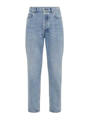 BRUNELLO CUCINELLI: straight leg jeans - Jeans With Logo Application