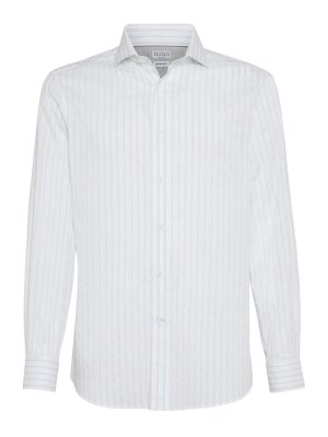 BRUNELLO CUCINELLI: casual jackets - Striped Cotton Shirt