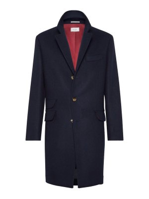 BRUNELLO CUCINELLI: Abrigos semilargos - Abrigo Midi - Azul