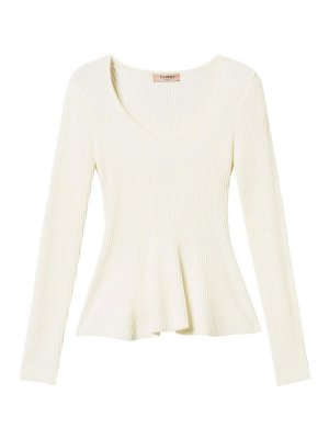 TWINSET: maglia collo rotondo - Maglione A Coste