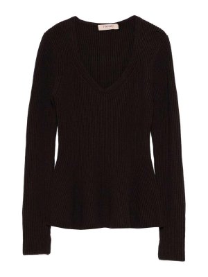 TWINSET: Col en V - Pull À Col V - Marron