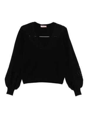 TWINSET: crew necks - Sweater With Lace Sleeves