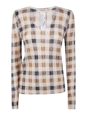 TWINSET: Col en V - Pull À Col V - Beige