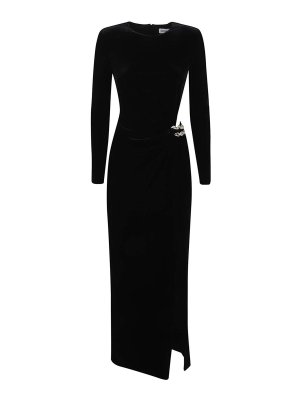 Self Portrait: knee length dresses - Black Velvet Embellished Midi Dress