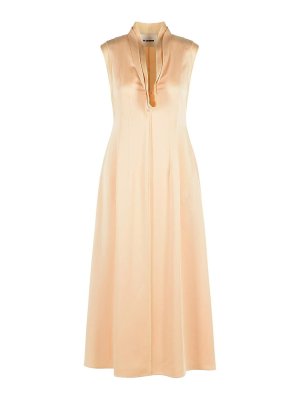 JIL SANDER: one-piece - Acetate And Peach Viscose Dress