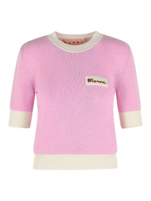 Marni: Strickpullover mit Rundhalsausschnitt - Rundhalspullover - Nude