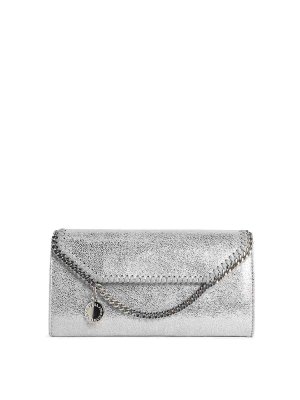 STELLA McCARTNEY: cross body bags - Falabella Silver  Crossbody Chain Wallet