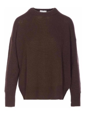 ALLUDE: Strickpullover mit Rundhalsausschnitt - Rundhalspullover - Braun