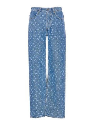 MARINE SERRE: Jeans Rectos - Vaqueros Rectos - Azul