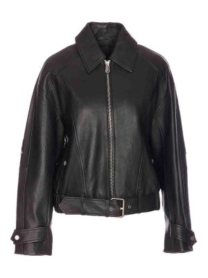 Pinko: Vestes en cuir - Blouson En Cuir - Noir