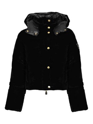 ELISABETTA FRANCHI: padded jackets - Velvet Down Jacket With Hood
