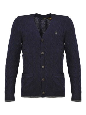 POLO RALPH LAUREN: cardigans - Cable-Knit Cardigan In Wool And Cashmere