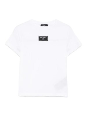 Balmain: t-shirt - T-Shirt Con Applicazione