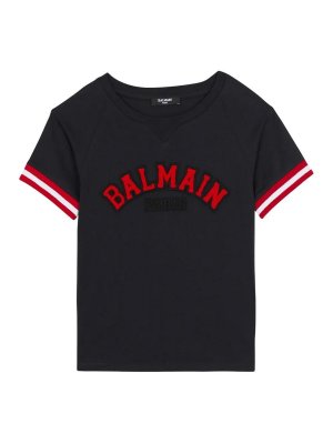 Balmain: T-shirts - T-Shirt - Bleu