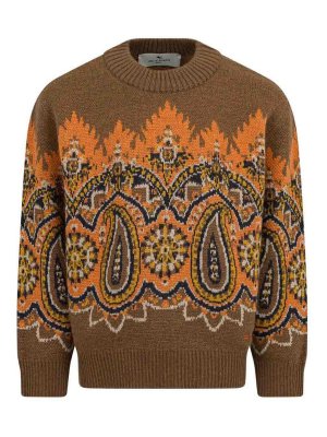 ETRO: Strickpullover mit Rundhalsausschnitt - Rundhalspullover - Braun