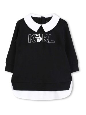 KARL LAGERFELD: Robe longueur genou - Robe Au Genou - Noir