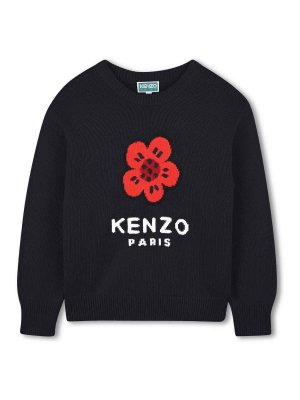 KENZO: crew necks - Sweater With Stitched Print