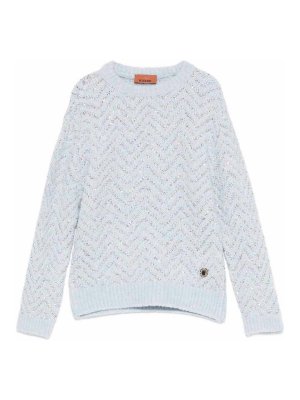 MISSONI: Strickpullover mit Rundhalsausschnitt - Rundhalspullover - Blau