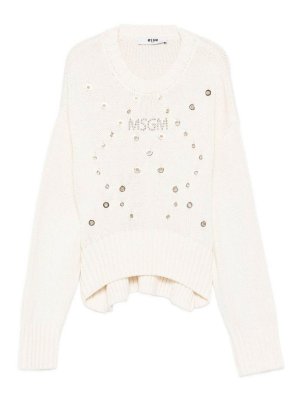 M.S.G.M. KIDS: crew necks - White eyelet sweater