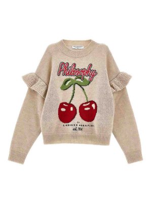 Philosophy di Lorenzo Serafini: Strickpullover mit Rundhalsausschnitt - Rundhalspullover - Beige