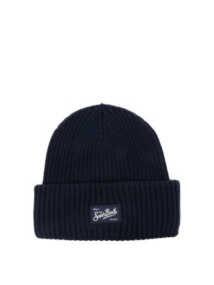 MC2 SAINT BARTH: beanies - Navy Blue Ribbed Wool Beanie