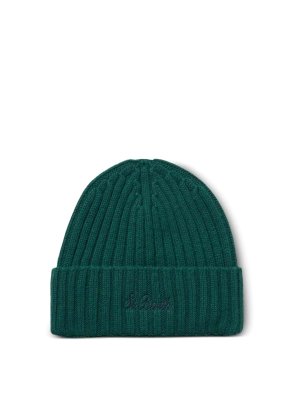 MC2 SAINT BARTH: beanies - Green Ribbed Wool Beanie