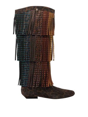 KURT GEIGER: boots - Multicolor Western Fringe Boots