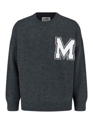 MM6 MAISON MARGIELA: Strickpullover mit Rundhalsausschnitt - Rundhalspullover - Grau