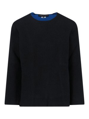 COMME DES GARÇONS HOMMES PLUS: Strickpullover mit Rundhalsausschnitt - Rundhalspullover - Schwarz