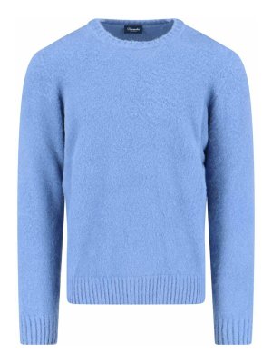 DRUMOHR: Strickpullover mit Rundhalsausschnitt - Rundhalspullover - Blau
