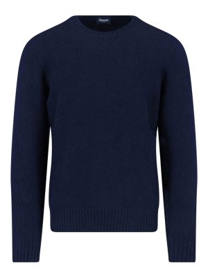 DRUMOHR: Strickpullover mit Rundhalsausschnitt - Rundhalspullover - Blau