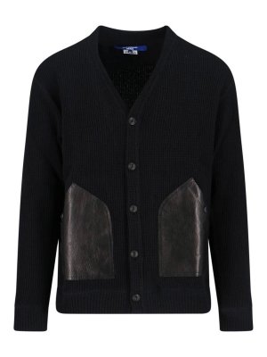 JUNYA WATANABE: cardigans - Cotton and leather cardigan