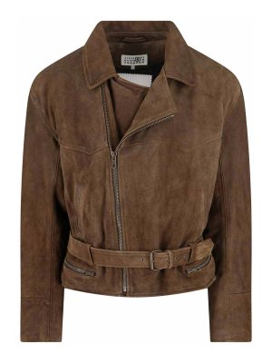 MM6 MAISON MARGIELA: Vestes en cuir - Blouson En Cuir - Marron